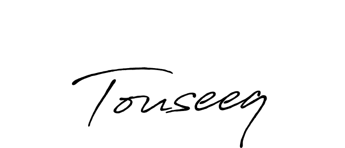 How to make Touseeq signature? Antro_Vectra_Bolder is a professional autograph style. Create handwritten signature for Touseeq name. Touseeq signature style 7 images and pictures png