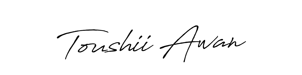 Design your own signature with our free online signature maker. With this signature software, you can create a handwritten (Antro_Vectra_Bolder) signature for name Toushii Awan. Toushii Awan signature style 7 images and pictures png