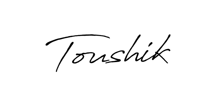 How to make Toushik signature? Antro_Vectra_Bolder is a professional autograph style. Create handwritten signature for Toushik name. Toushik signature style 7 images and pictures png