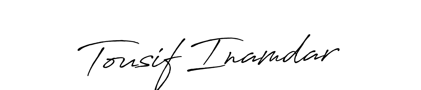 The best way (Antro_Vectra_Bolder) to make a short signature is to pick only two or three words in your name. The name Tousif Inamdar include a total of six letters. For converting this name. Tousif Inamdar signature style 7 images and pictures png