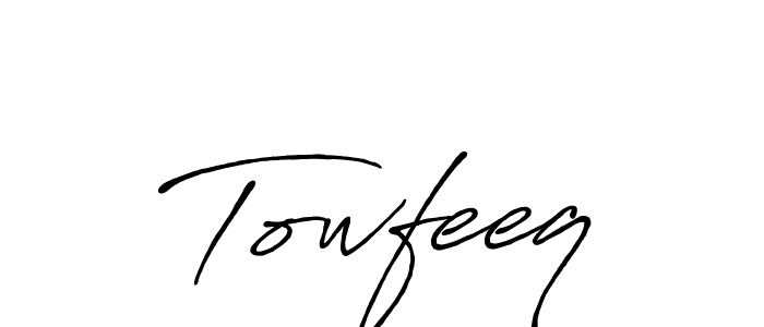 How to make Towfeeq name signature. Use Antro_Vectra_Bolder style for creating short signs online. This is the latest handwritten sign. Towfeeq signature style 7 images and pictures png