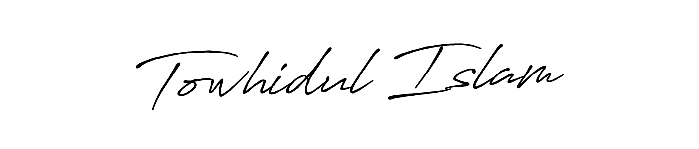 How to make Towhidul Islam name signature. Use Antro_Vectra_Bolder style for creating short signs online. This is the latest handwritten sign. Towhidul Islam signature style 7 images and pictures png