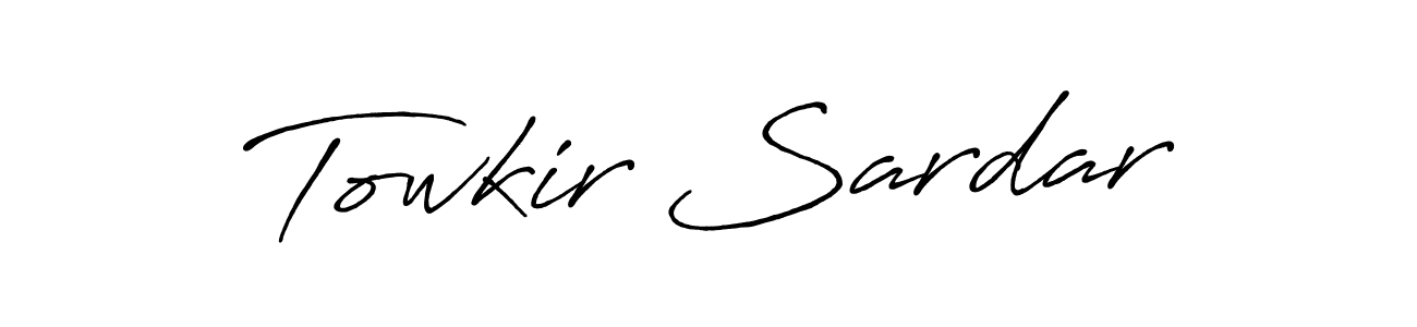 Create a beautiful signature design for name Towkir Sardar. With this signature (Antro_Vectra_Bolder) fonts, you can make a handwritten signature for free. Towkir Sardar signature style 7 images and pictures png