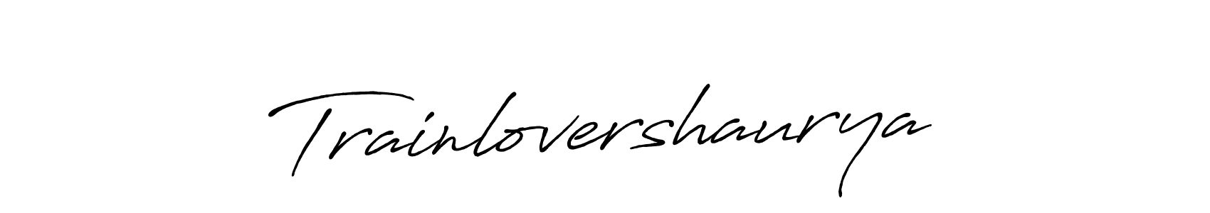 How to make Trainlovershaurya name signature. Use Antro_Vectra_Bolder style for creating short signs online. This is the latest handwritten sign. Trainlovershaurya signature style 7 images and pictures png