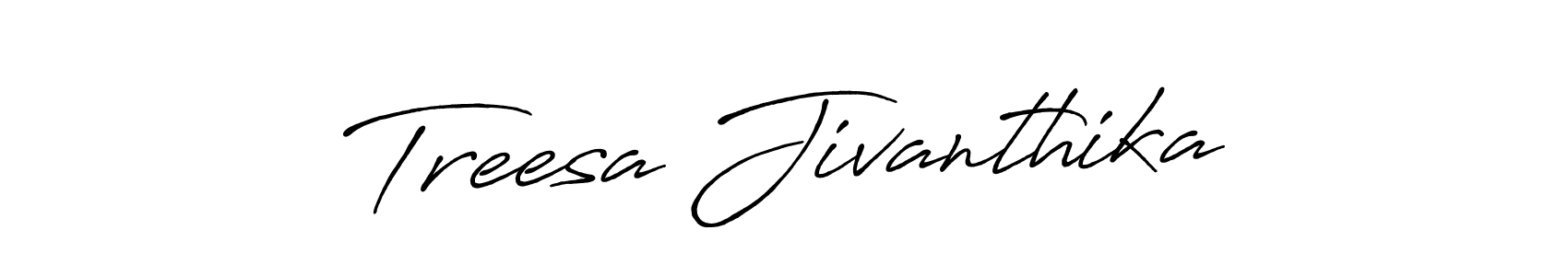 How to make Treesa Jivanthika name signature. Use Antro_Vectra_Bolder style for creating short signs online. This is the latest handwritten sign. Treesa Jivanthika signature style 7 images and pictures png