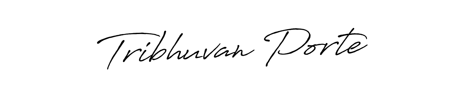 The best way (Antro_Vectra_Bolder) to make a short signature is to pick only two or three words in your name. The name Tribhuvan Porte include a total of six letters. For converting this name. Tribhuvan Porte signature style 7 images and pictures png