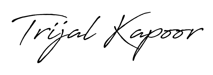 Achieve flawless digital penmanship with Trijal Kapoor name in Antro_Vectra_Bolder font. The perfect tool for creating online signatures. Trijal Kapoor signature style 7 images and pictures png