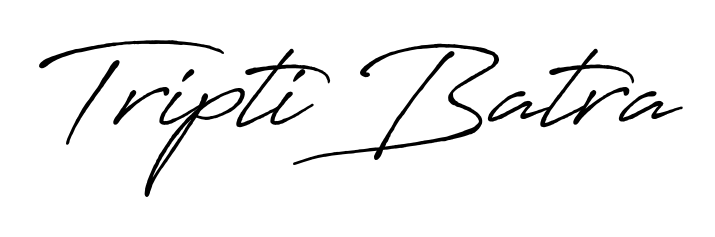 A sleek calligraphic signature for name Tripti Batra utilizing Antro_Vectra_Bolder styling. Great for adding personal signatures to photos and art. Tripti Batra signature style 7 images and pictures png