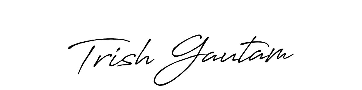 This is the best signature style for the Trish Gautam name. Also you like these signature font (Antro_Vectra_Bolder). Mix name signature. Trish Gautam signature style 7 images and pictures png