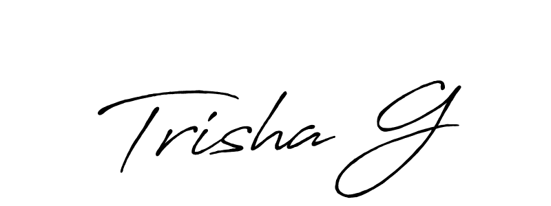 The best way (Antro_Vectra_Bolder) to make a short signature is to pick only two or three words in your name. The name Trisha G include a total of six letters. For converting this name. Trisha G signature style 7 images and pictures png