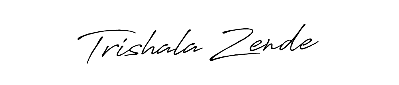 How to make Trishala Zende name signature. Use Antro_Vectra_Bolder style for creating short signs online. This is the latest handwritten sign. Trishala Zende signature style 7 images and pictures png