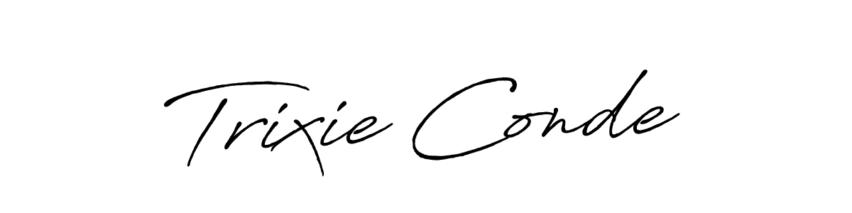 The best way (Antro_Vectra_Bolder) to make a short signature is to pick only two or three words in your name. The name Trixie Conde include a total of six letters. For converting this name. Trixie Conde signature style 7 images and pictures png