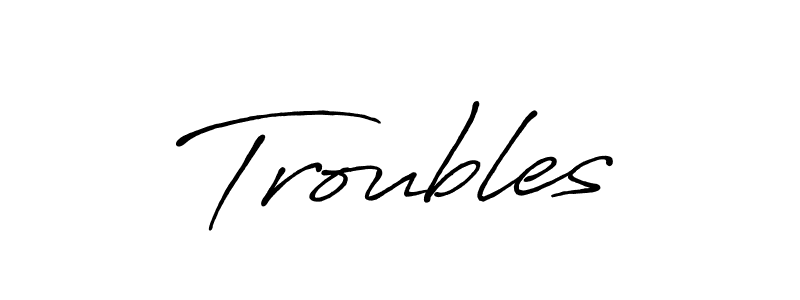 How to make Troubles name signature. Use Antro_Vectra_Bolder style for creating short signs online. This is the latest handwritten sign. Troubles signature style 7 images and pictures png