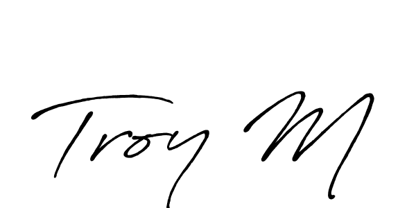 How to make Troy M name signature. Use Antro_Vectra_Bolder style for creating short signs online. This is the latest handwritten sign. Troy M signature style 7 images and pictures png