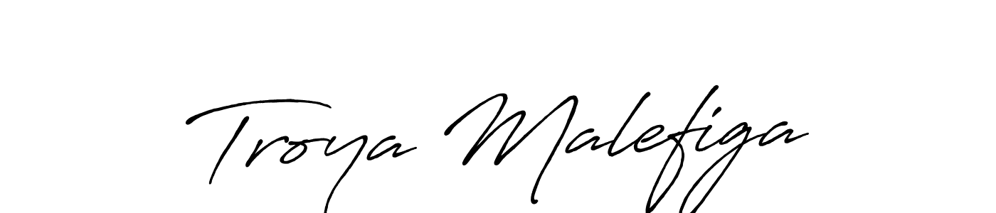 Design your own signature with our free online signature maker. With this signature software, you can create a handwritten (Antro_Vectra_Bolder) signature for name Troya Malefiga. Troya Malefiga signature style 7 images and pictures png