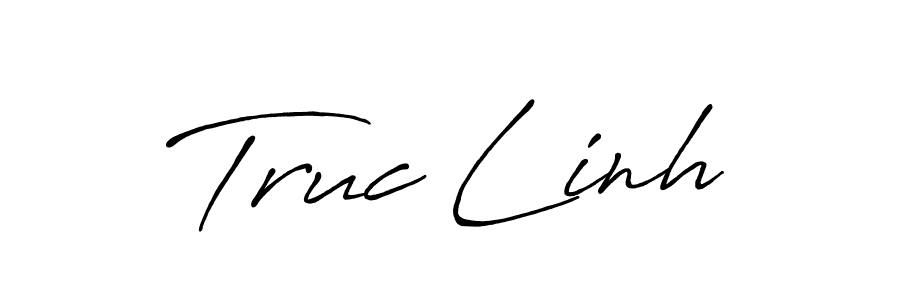 How to make Truc Linh name signature. Use Antro_Vectra_Bolder style for creating short signs online. This is the latest handwritten sign. Truc Linh signature style 7 images and pictures png