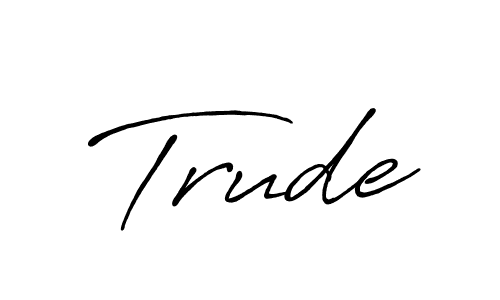 Make a beautiful signature design for name Trude. With this signature (Antro_Vectra_Bolder) style, you can create a handwritten signature for free. Trude signature style 7 images and pictures png