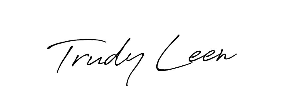 Similarly Antro_Vectra_Bolder is the best handwritten signature design. Signature creator online .You can use it as an online autograph creator for name Trudy Leen. Trudy Leen signature style 7 images and pictures png