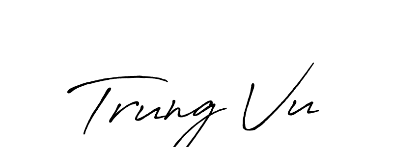 How to make Trung Vu name signature. Use Antro_Vectra_Bolder style for creating short signs online. This is the latest handwritten sign. Trung Vu signature style 7 images and pictures png