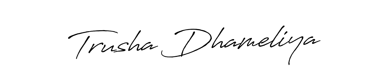 Trusha Dhameliya stylish signature style. Best Handwritten Sign (Antro_Vectra_Bolder) for my name. Handwritten Signature Collection Ideas for my name Trusha Dhameliya. Trusha Dhameliya signature style 7 images and pictures png
