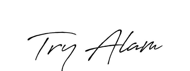 Design your own signature with our free online signature maker. With this signature software, you can create a handwritten (Antro_Vectra_Bolder) signature for name Try Alam. Try Alam signature style 7 images and pictures png