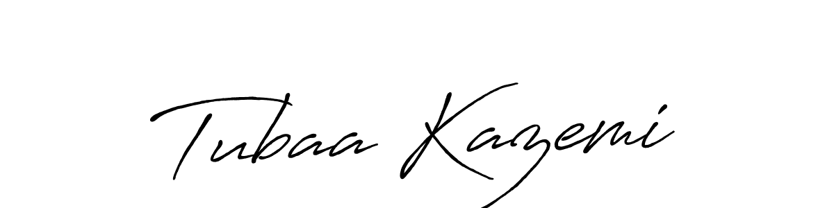 How to make Tubaa Kazemi name signature. Use Antro_Vectra_Bolder style for creating short signs online. This is the latest handwritten sign. Tubaa Kazemi signature style 7 images and pictures png