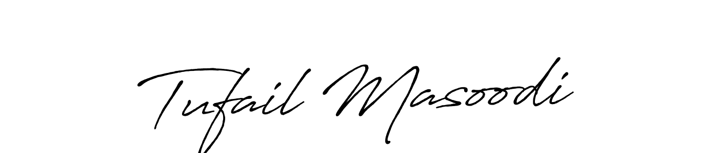Create a beautiful signature design for name Tufail Masoodi. With this signature (Antro_Vectra_Bolder) fonts, you can make a handwritten signature for free. Tufail Masoodi signature style 7 images and pictures png