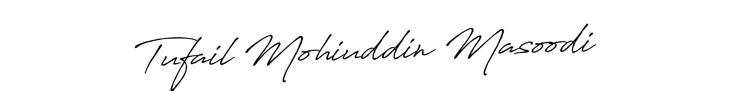 Make a beautiful signature design for name Tufail Mohiuddin Masoodi. With this signature (Antro_Vectra_Bolder) style, you can create a handwritten signature for free. Tufail Mohiuddin Masoodi signature style 7 images and pictures png