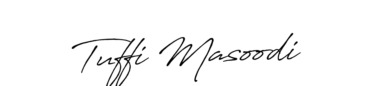 Use a signature maker to create a handwritten signature online. With this signature software, you can design (Antro_Vectra_Bolder) your own signature for name Tuffi Masoodi. Tuffi Masoodi signature style 7 images and pictures png