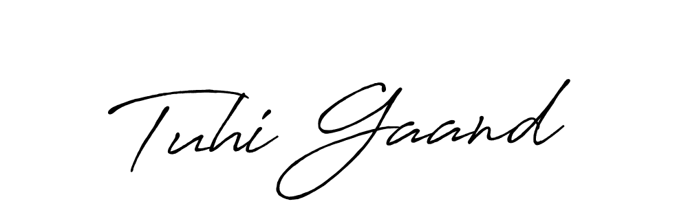 Use a signature maker to create a handwritten signature online. With this signature software, you can design (Antro_Vectra_Bolder) your own signature for name Tuhi Gaand. Tuhi Gaand signature style 7 images and pictures png