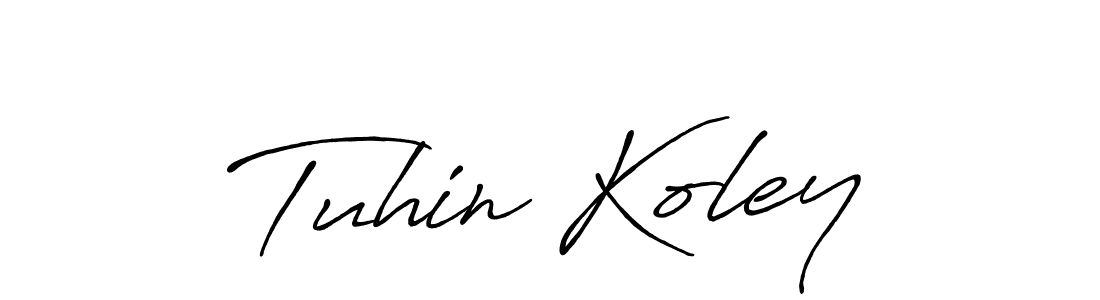 Create a beautiful signature design for name Tuhin Koley. With this signature (Antro_Vectra_Bolder) fonts, you can make a handwritten signature for free. Tuhin Koley signature style 7 images and pictures png