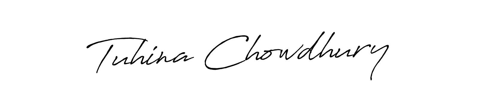 How to make Tuhina Chowdhury name signature. Use Antro_Vectra_Bolder style for creating short signs online. This is the latest handwritten sign. Tuhina Chowdhury signature style 7 images and pictures png