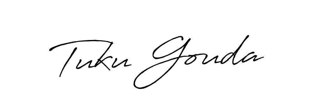How to make Tuku Gouda name signature. Use Antro_Vectra_Bolder style for creating short signs online. This is the latest handwritten sign. Tuku Gouda signature style 7 images and pictures png