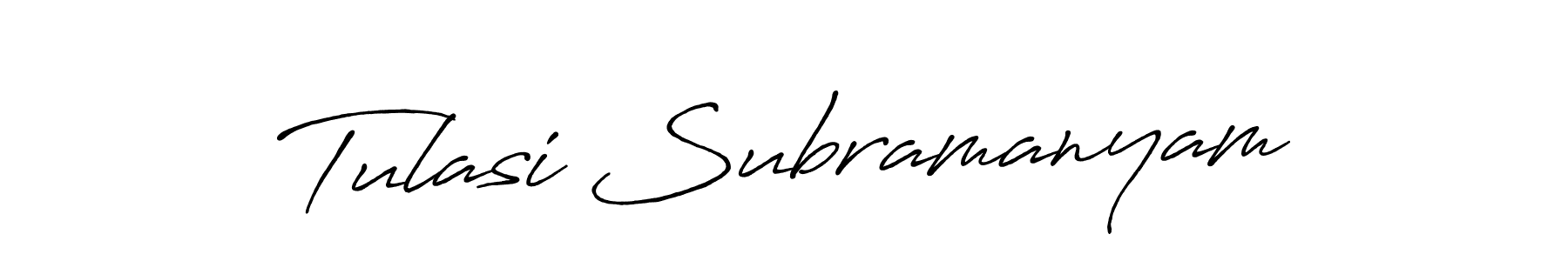 How to make Tulasi Subramanyam name signature. Use Antro_Vectra_Bolder style for creating short signs online. This is the latest handwritten sign. Tulasi Subramanyam signature style 7 images and pictures png