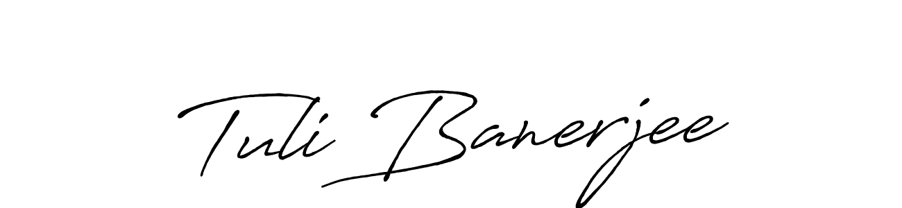 How to make Tuli Banerjee signature? Antro_Vectra_Bolder is a professional autograph style. Create handwritten signature for Tuli Banerjee name. Tuli Banerjee signature style 7 images and pictures png