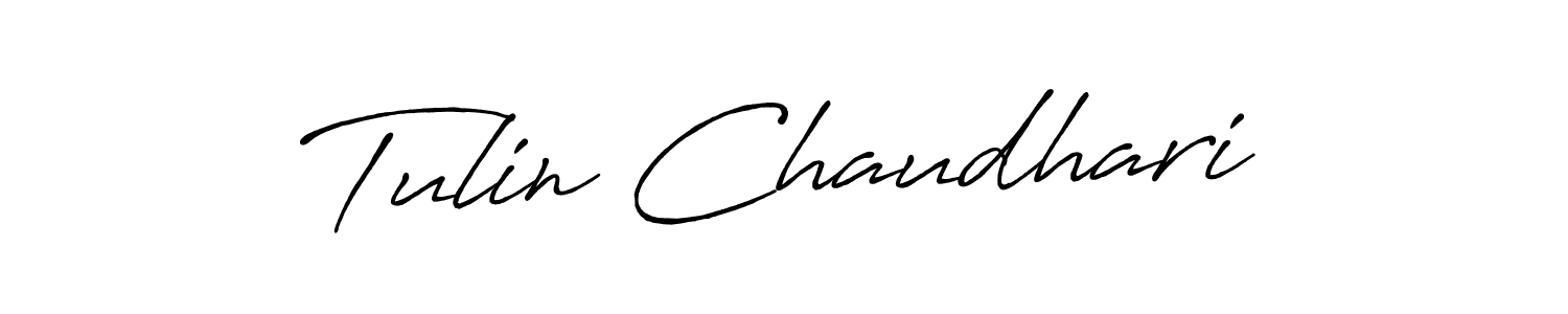 How to make Tulin Chaudhari name signature. Use Antro_Vectra_Bolder style for creating short signs online. This is the latest handwritten sign. Tulin Chaudhari signature style 7 images and pictures png