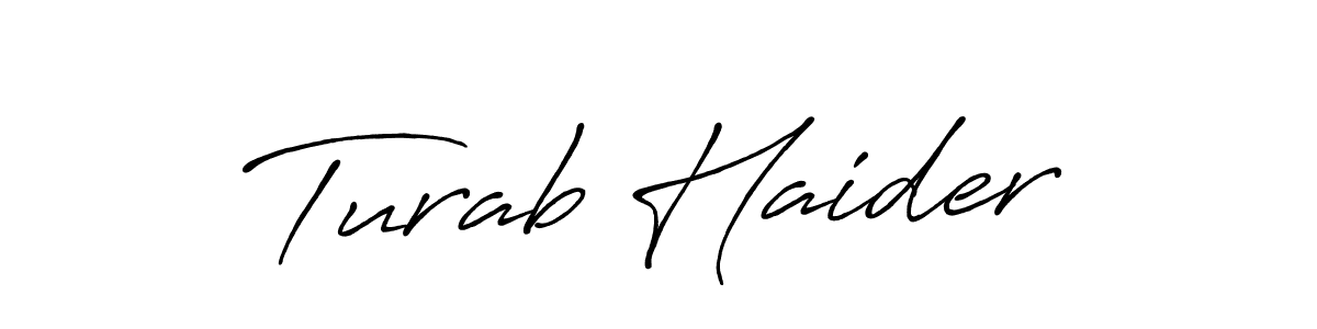 How to make Turab Haider name signature. Use Antro_Vectra_Bolder style for creating short signs online. This is the latest handwritten sign. Turab Haider signature style 7 images and pictures png