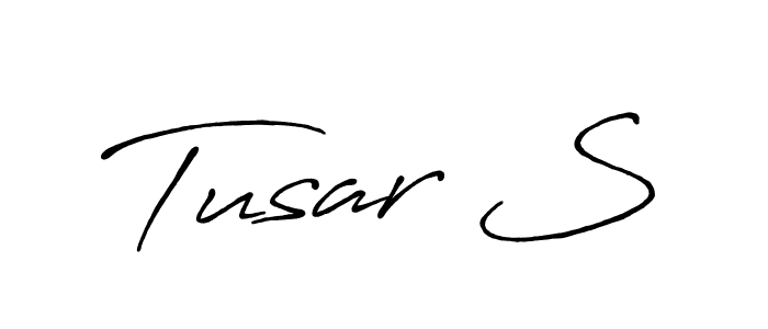 How to make Tusar S name signature. Use Antro_Vectra_Bolder style for creating short signs online. This is the latest handwritten sign. Tusar S signature style 7 images and pictures png