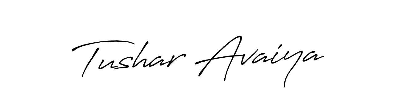 How to make Tushar Avaiya name signature. Use Antro_Vectra_Bolder style for creating short signs online. This is the latest handwritten sign. Tushar Avaiya signature style 7 images and pictures png