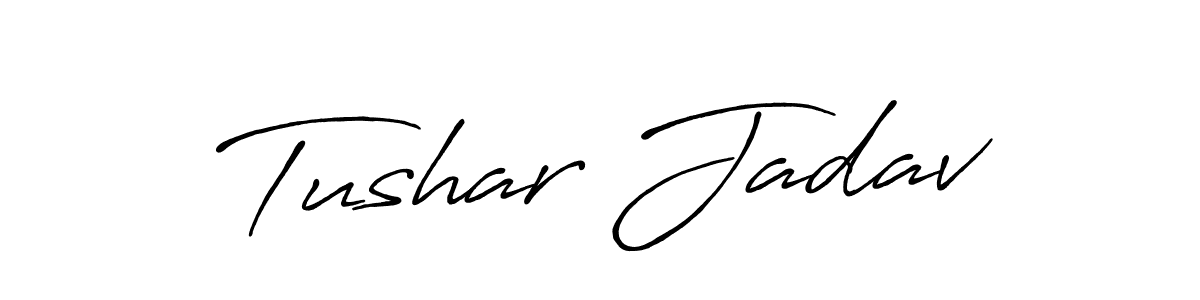 How to make Tushar Jadav name signature. Use Antro_Vectra_Bolder style for creating short signs online. This is the latest handwritten sign. Tushar Jadav signature style 7 images and pictures png