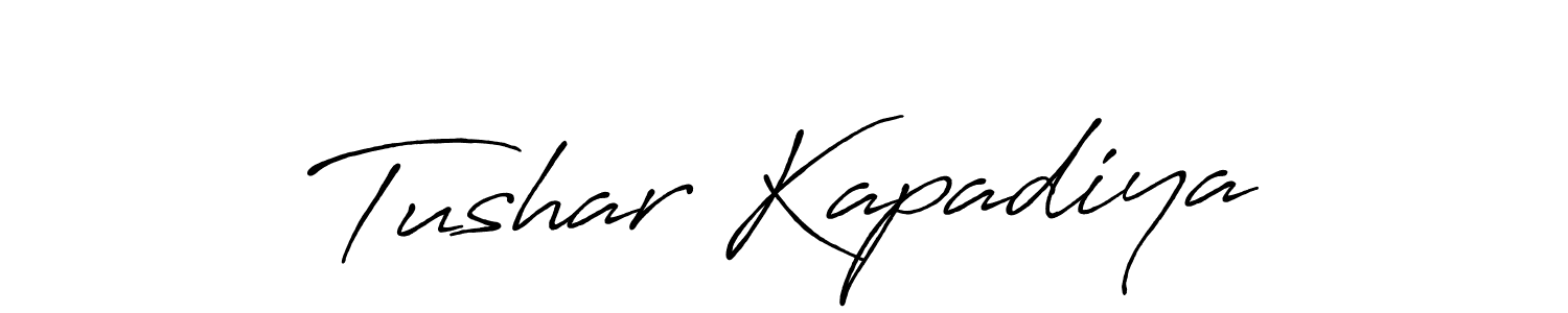 How to make Tushar Kapadiya name signature. Use Antro_Vectra_Bolder style for creating short signs online. This is the latest handwritten sign. Tushar Kapadiya signature style 7 images and pictures png