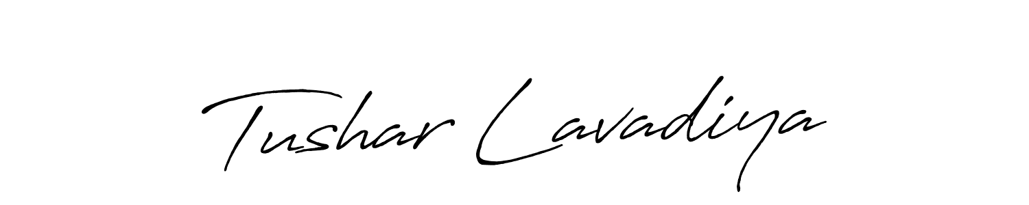 Make a short Tushar Lavadiya signature style. Manage your documents anywhere anytime using Antro_Vectra_Bolder. Create and add eSignatures, submit forms, share and send files easily. Tushar Lavadiya signature style 7 images and pictures png