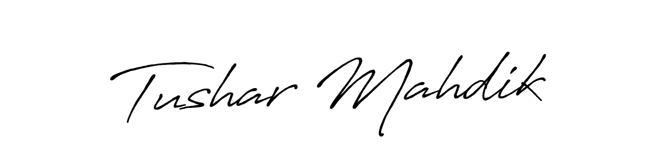 This is the best signature style for the Tushar Mahdik name. Also you like these signature font (Antro_Vectra_Bolder). Mix name signature. Tushar Mahdik signature style 7 images and pictures png