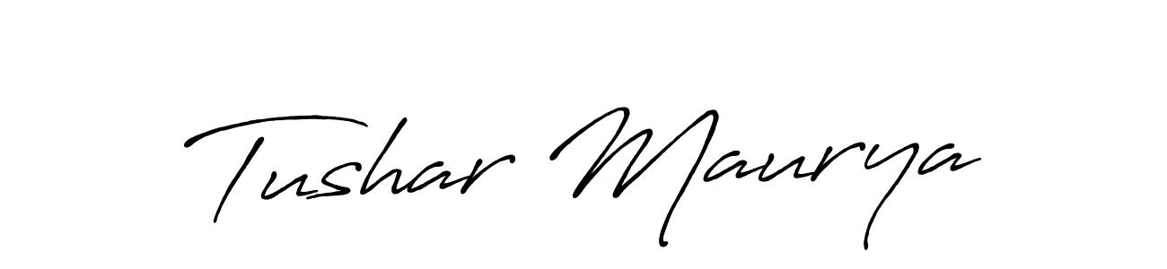 How to make Tushar Maurya name signature. Use Antro_Vectra_Bolder style for creating short signs online. This is the latest handwritten sign. Tushar Maurya signature style 7 images and pictures png