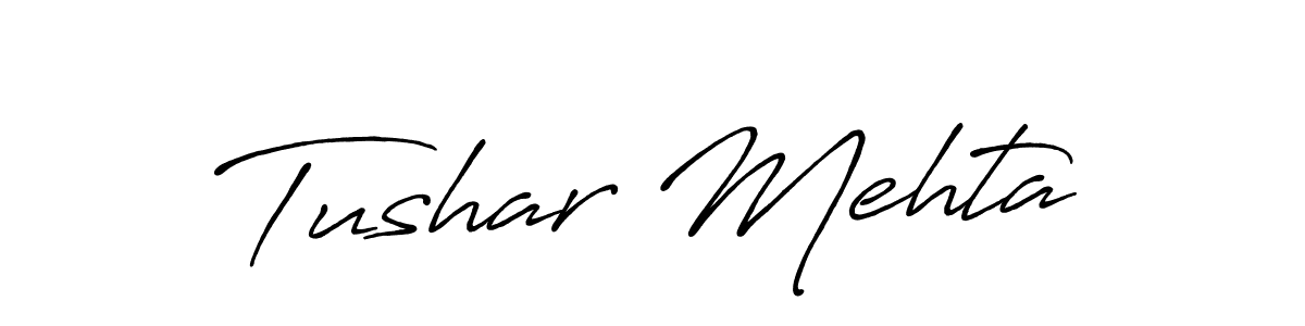How to make Tushar Mehta name signature. Use Antro_Vectra_Bolder style for creating short signs online. This is the latest handwritten sign. Tushar Mehta signature style 7 images and pictures png