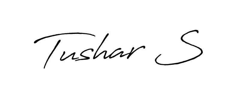 How to make Tushar S name signature. Use Antro_Vectra_Bolder style for creating short signs online. This is the latest handwritten sign. Tushar S signature style 7 images and pictures png