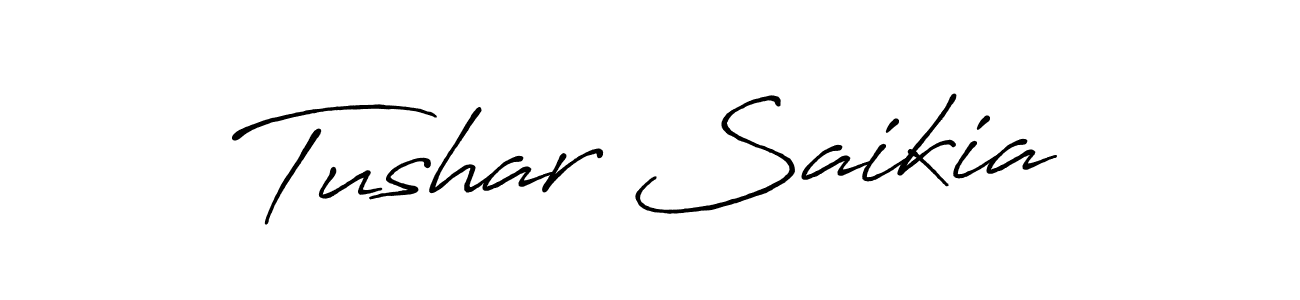 How to make Tushar Saikia name signature. Use Antro_Vectra_Bolder style for creating short signs online. This is the latest handwritten sign. Tushar Saikia signature style 7 images and pictures png