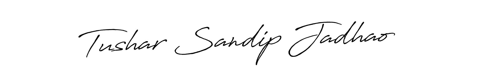 How to make Tushar Sandip Jadhao name signature. Use Antro_Vectra_Bolder style for creating short signs online. This is the latest handwritten sign. Tushar Sandip Jadhao signature style 7 images and pictures png