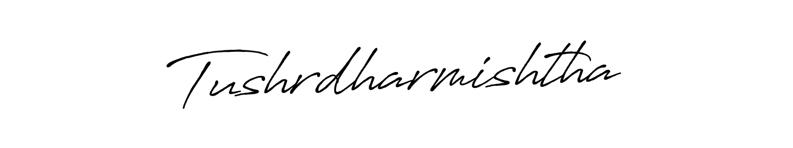 The best way (Antro_Vectra_Bolder) to make a short signature is to pick only two or three words in your name. The name Tushrdharmishtha include a total of six letters. For converting this name. Tushrdharmishtha signature style 7 images and pictures png