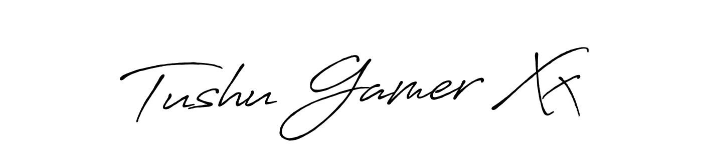 Use a signature maker to create a handwritten signature online. With this signature software, you can design (Antro_Vectra_Bolder) your own signature for name Tushu Gamer Xx. Tushu Gamer Xx signature style 7 images and pictures png